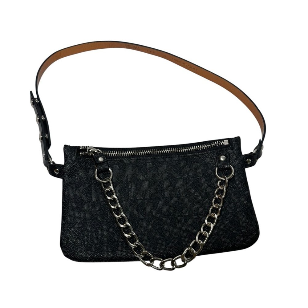 Michael‎ Kors Black Monogram Chain Shoulder Bag – Small Crossbody/Clutch